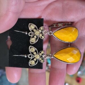 Butterfly dangles yellow resin